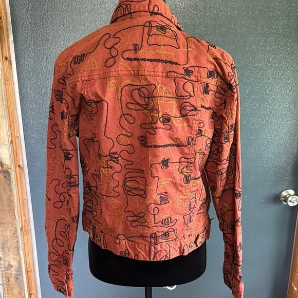 Ruby Rd. Rust Jacket with Abstract Design - Picture 3 of 4